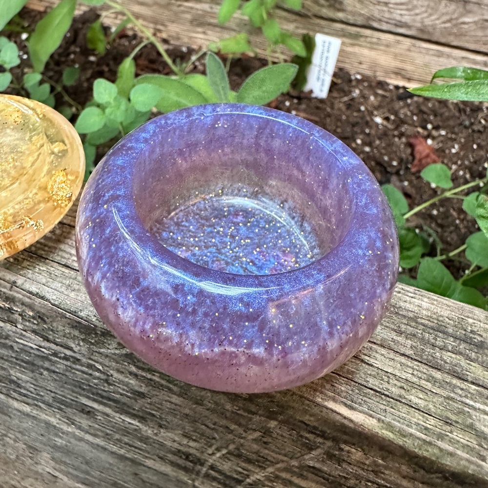 Handcrafted Purple & 24k Gold Dragon Shimmer Glitter Decorative Trinket Jar - Picture 5 of 12